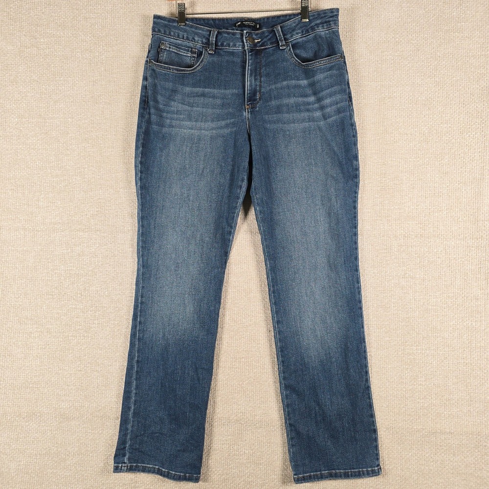 Lee‎ Perfect Fit Womens Medium Wash Straight Leg Jeans Size 14M Blue 34x30